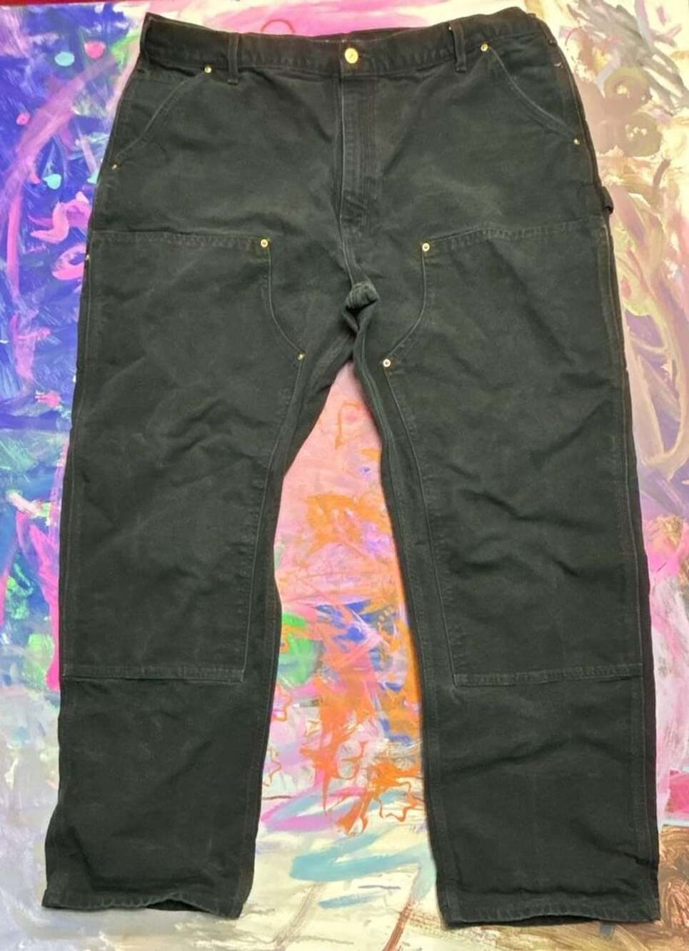Carhartt B01 Double-Front Work Pants Size 42x32 Black Duck Cotton